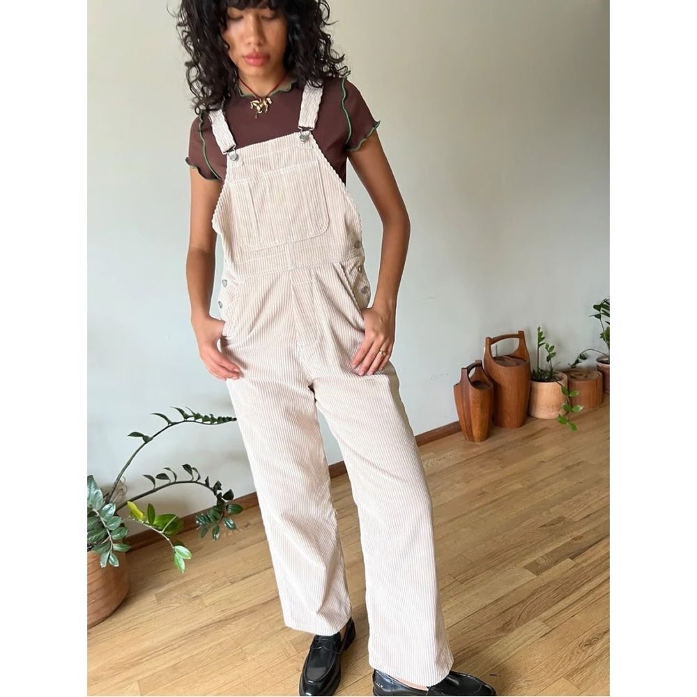 Lisa Says Gah Size XS Lucy Carpenter Corduroy Overalls in Ivory